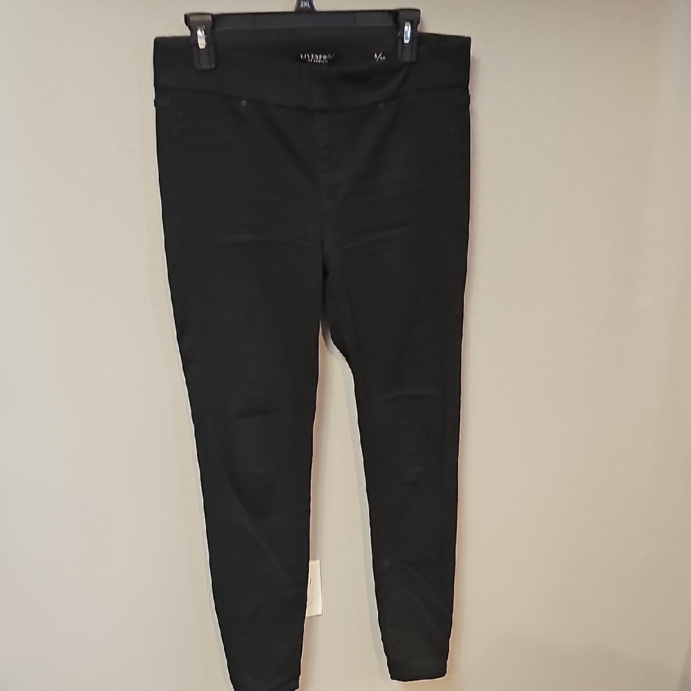 Liverpool Black Pull On Skinny Stretchy Slim Fit